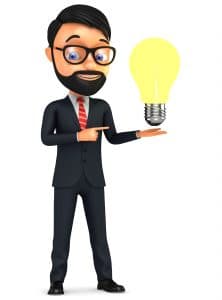 3d illustration. Successful businessman with an idea on a white background.