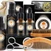 Complete Beard Grooming Kit for Men - Beard Wash, 2 Beard Oils, Brush, Balm, Comb, Scissors