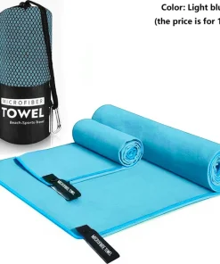Compact Lightweight Microfiber Towel: Your Quick Dry Companion for Gym, Travel, and Outdoor Adventures - Light blue, 40X80CM