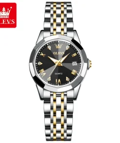 Luxury Quartz Men's Wristwatch with Diamond Roman Scale Display, Waterproof Designer Men's Wristwatch with Stainless Steel Bracelet - Ms Golden black