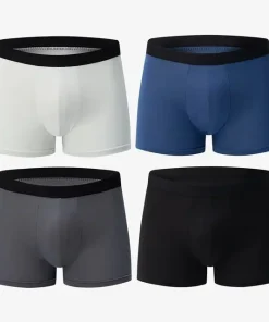 4-Pack Men's Solid Color Boxer Underwear - Comfortable, Breathable, AAA Antibacterial Protection, Classic Colors - Europe-L 70-85kg
