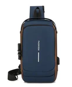 Men's Anti-Theft Crossbody Sling Bag with USB Charging Port – Durable, Secure, and Stylish Chest Bag - Blue