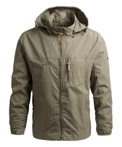 Designer Waterproof Windbreaker Jacket for Men - Khaki, XL