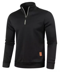Casual Half Zip Jumper for Men Stylish Autumn Sweater<span> - </span>Black, L