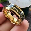 Unisex Tungsten Wedding Band with Black Carbon Fiber Inlay - Scratch-Resistant Comfort Fit Ring