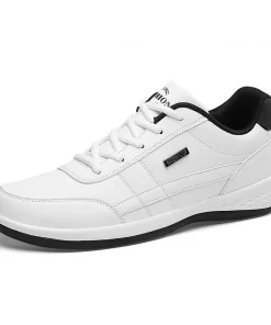 Men’s Waterproof Leather Sneakers – Casual, Comfortable, Height-Increasing Lace-Up Shoes