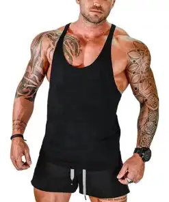 Men’s Quick‑Dry Gym Tank Top – Sleeveless Basketball Vest, Breathable Fitness & Workout T-Shirt for Summer Training - Black, M