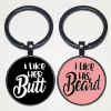 Couples Keychain Set – “I Like His Beard, I Like Her Butt” Funny Matching Keychains, Cute Couple Gifts for Him & Her, Anniversary, Valentine’s Day, Birthday Present