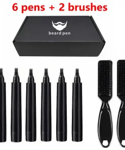 Void Beard Filler Pencil Black or Brown (Set of 3/6) with blending brush, Easily Fill with beard pencil filler for men, Water/Sweat Proof for All Hair Types