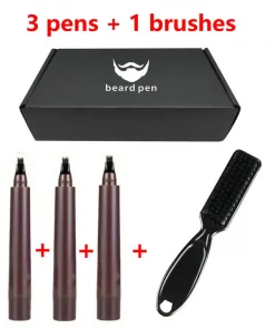 Void Beard Filler Pencil Black or Brown (Set of 3/6) with blending brush, Easily Fill with beard pencil filler for men, Water/Sweat Proof for All Hair Types - 3pcs Dark brown