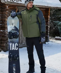 Men’s Waterproof Ski & Snowboard Jacket – Insulated Winter Coat with Fleece Lining, Windproof Shell & Detachable Hood