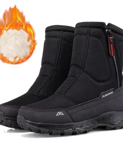 Men’s Waterproof Winter Snow Boots – Insulated Warm Lining, Comfortable Outdoor Mid-Calf Boots, Anti-Slip Rubber Sole, Cold-Weather Waterproof Footwear