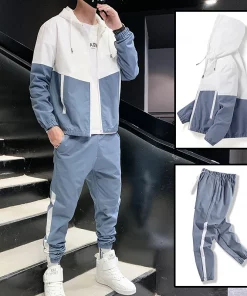 Men’s Tracksuit 2-Piece Set – Hooded Jacket & Jogger Pants Casual Sportswear for Running, Gym & Streetwear