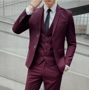 Men’s 3-piece slim-fit suit in larger size, showcasing flattering slim silhouette up to 6XL Men’s 3-piece slim-fit suit in larger size, showcasing flattering slim silhouette up to 6XL