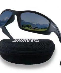 Designer Polarized Sunglasses for Men: Ultimate Driving Shades & Cycling Companion by Shimano - Dark Grey with Box