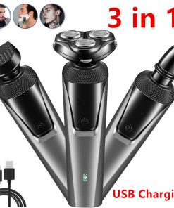 Men’s Waterproof Rotary Electric Shaver – Wet & Dry, Cordless, with Pop-Up Beard Trimmer - Black